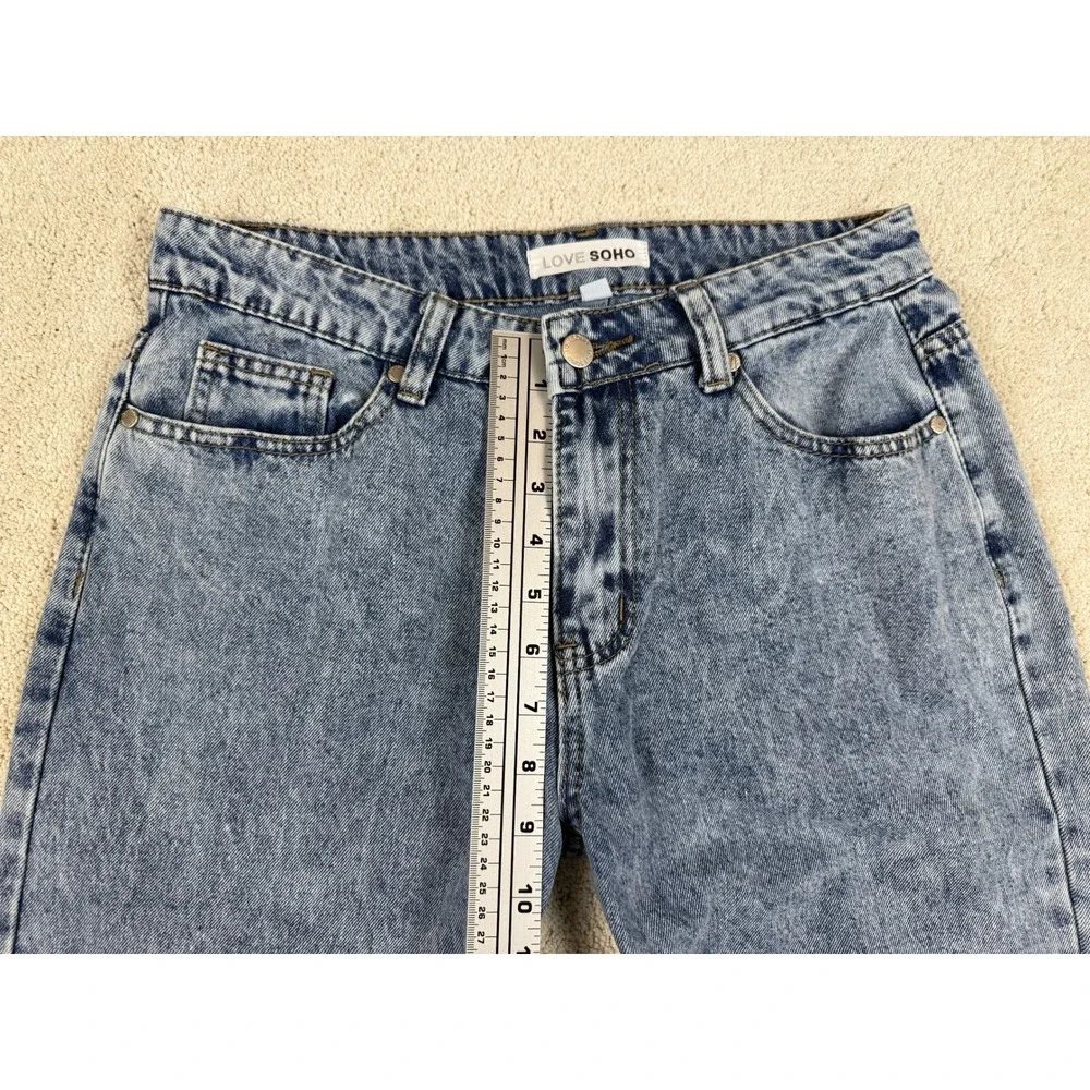 Love Soho High-Waisted Wide Leg Acid Wash Blue Jeans Women's Sz 7 (29x30) #1476